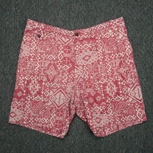 Reyn Spooner Shorts Mens 34 Red White Abstract Surf Pendleton Chino